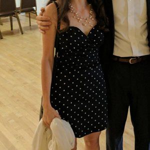 Bar III for Macy's Strapless Polka Dot Mini Dress, Navy Blue and White, Size 6